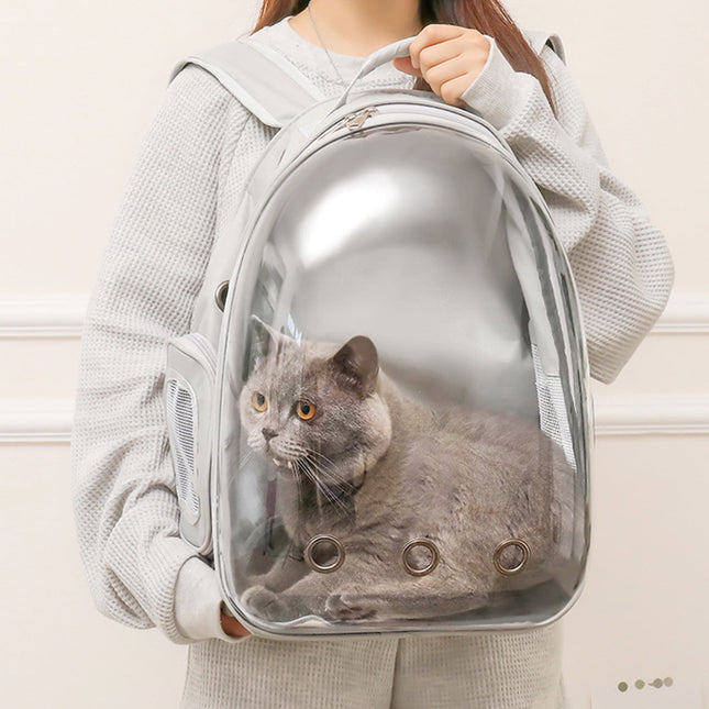 Pet Backpack Carrier, Transparent Space Capsule Pet Backpack Bag with Straps, Breathable Pet Carrier for Traveling Walking Hiking Outdoor Activities F.
