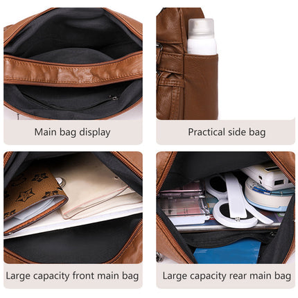 Crossbody Bags for Women, Pocketbooks Soft PU Leather Purses and Handbags, Multi Pocket Shoulder Bag, Multi Layer Fashionable Shoulder Women Bag, Shoulder Fashionable Pleated Bag Black.