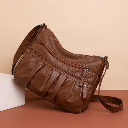 Crossbody Bags for Women, Pocketbooks Soft PU Leather Purses and Handbags, Multi Pocket Shoulder Bag, Multi Layer Fashionable Shoulder Women Bag, Shoulder Fashionable Pleated Bag Black.
