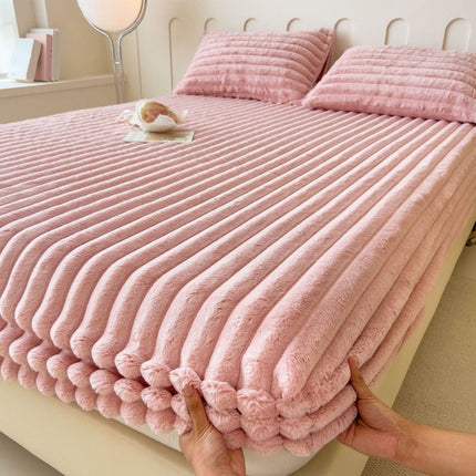 Velvet Fleece Fitted Sheet Bed Sheet, Plain Thermal Warm Soft Bedding, Flannel Fitted Sheet, Super Soft Warm Velvet Plush Bed Sheets, Winter Imitation Fleece Bed Sheet, Milk Fleece Bed Cover White.