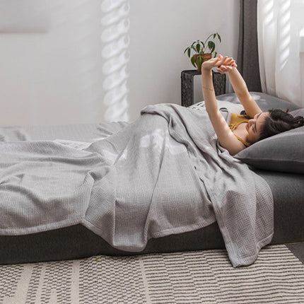 59x39" 100% Cottons Blanket, Soft and Breathable Bed Blanket, Multi-functional Bed Blanket for All Season, Machines Washable Bed Couch for Home Living Room Bedroom Office Travel Gray.