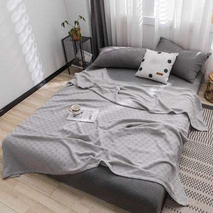 59x39" 100% Cottons Blanket, Soft and Breathable Bed Blanket, Multi-functional Bed Blanket for All Season, Machines Washable Bed Couch for Home Living Room Bedroom Office Travel Gray.