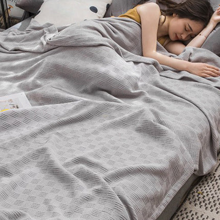 59x39" 100% Cottons Blanket, Soft and Breathable Bed Blanket, Multi-functional Bed Blanket for All Season, Machines Washable Bed Couch for Home Living Room Bedroom Office Travel Gray.