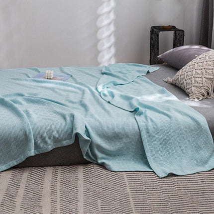 59x39" 100% Cottons Blanket, Soft and Breathable Bed Blanket, Multi-functional Bed Blanket for All Season, Machines Washable Bed Couch for Home Living Room Bedroom Office Travel Green.