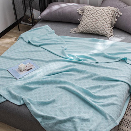 59x39" 100% Cottons Blanket, Soft and Breathable Bed Blanket, Multi-functional Bed Blanket for All Season, Machines Washable Bed Couch for Home Living Room Bedroom Office Travel Green.