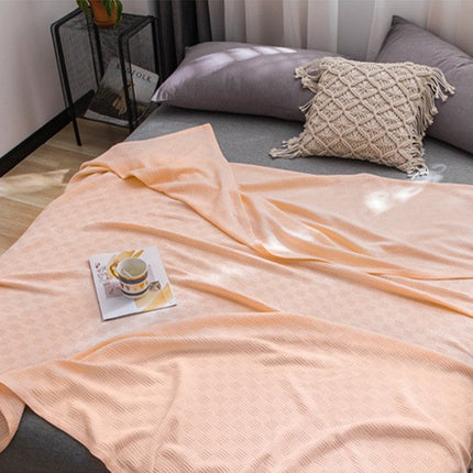 59x39" 100% Cottons Blanket, Soft and Breathable Bed Blanket, Multi-functional Bed Blanket for All Season, Machines Washable Bed Couch for Home Living Room Bedroom Office Travel Pink.