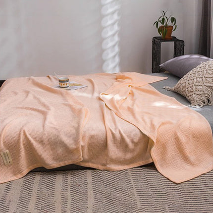 59x39" 100% Cottons Blanket, Soft and Breathable Bed Blanket, Multi-functional Bed Blanket for All Season, Machines Washable Bed Couch for Home Living Room Bedroom Office Travel Pink.