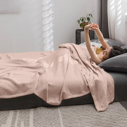 59x39" 100% Cottons Blanket, Soft and Breathable Bed Blanket, Multi-functional Bed Blanket for All Season, Machines Washable Bed Couch for Home Living Room Bedroom Office Travel Pink.