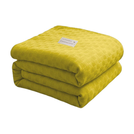 59x39" 100% Cottons Blanket, Soft and Breathable Bed Blanket, Multi-functional Bed Blanket for All Season, Machines Washable Bed Couch for Home Living Room Bedroom Office Travel Yellow.