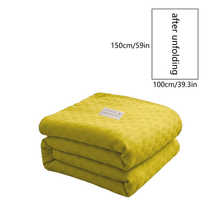 59x39" 100% Cottons Blanket, Soft and Breathable Bed Blanket, Multi-functional Bed Blanket for All Season, Machines Washable Bed Couch for Home Living Room Bedroom Office Travel Yellow.