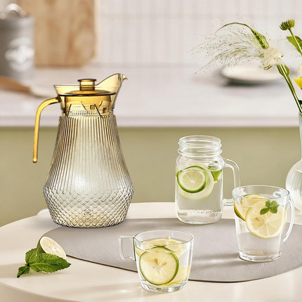 Acrylic Pitcher, Clear Plastic Water Pitchers with Lid and Spout, Iced Tea Pitcher Beverage Containers for Fridge, Juice, Sangria, Lemonade, Shatter-proof, BPA-Free Clear.