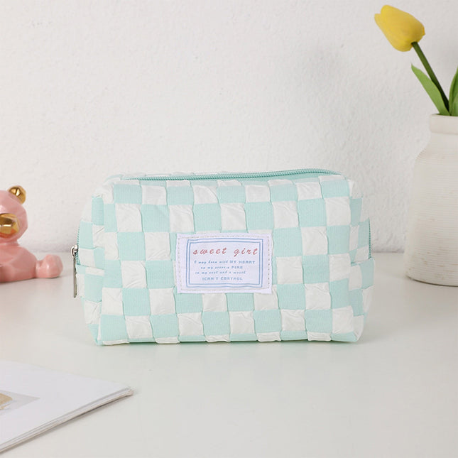 Small Cosmetic Bag, Cute Makeup Bag, Checkerboard Frame Pencil Bag, Pencil Case, Aesthetic Make Up Bag, Large Capacity Stationery Box, Purse Cosmetic Bag for Purse D.