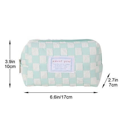 Small Cosmetic Bag, Cute Makeup Bag, Checkerboard Frame Pencil Bag, Pencil Case, Aesthetic Make Up Bag, Large Capacity Stationery Box, Purse Cosmetic Bag for Purse D.