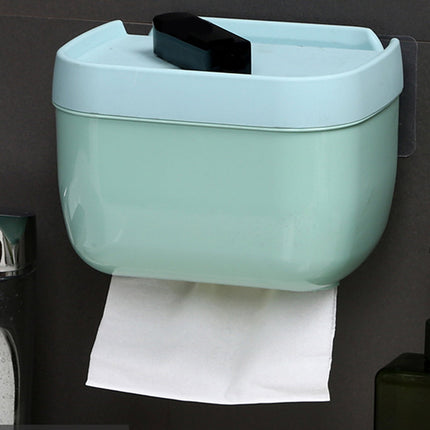Plastic Tissue Box, Multi-Functional Tissue Box Holder, Plastic Paper Towel Box, Wall Mounted Tissue Box Cover Holder, Toilet Tissue Storage Box, for Bathroom Refillable Blue.