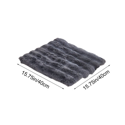 Faux Fur Seat Cushion, Fluffy Chair Seat Cushion, Square Rug Pad, Winter Plushed Warm Soft Cushion, Office Chair Pad, for Kitchen, Office, Dining, Chairs Black.