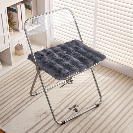 Faux Fur Seat Cushion, Fluffy Chair Seat Cushion, Square Rug Pad, Winter Plushed Warm Soft Cushion, Office Chair Pad, for Kitchen, Office, Dining, Chairs Black.