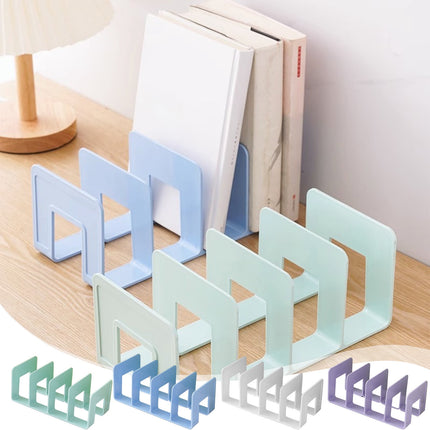 Acrylic Desk File Sorter, 4 Compartments Desktop File Organizer, Closet Organizer, Bookshelf Divider for Home Office Table Blue.