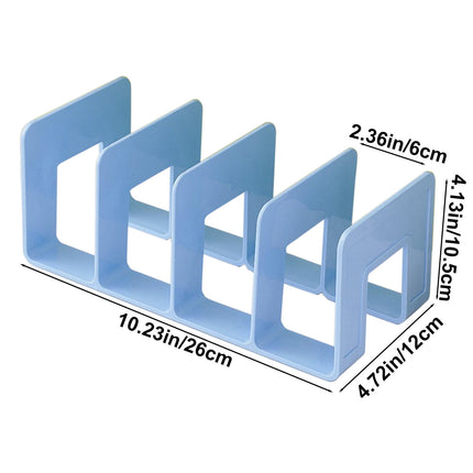 Acrylic Desk File Sorter, 4 Compartments Desktop File Organizer, Closet Organizer, Bookshelf Divider for Home Office Table Blue.