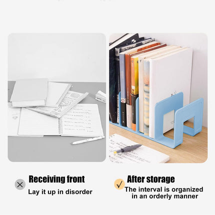Acrylic Desk File Sorter, 4 Compartments Desktop File Organizer, Closet Organizer, Bookshelf Divider for Home Office Table Blue.