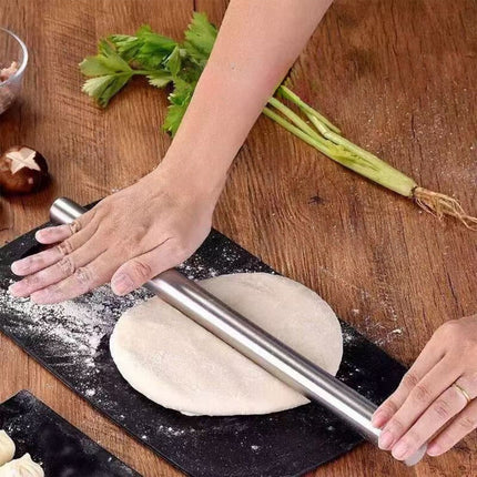 Rolling Pin, Baking Dough Roller, Rolling Pin, Stainless Steel Rolling Pin, Dough Rollers, for Baking Kitchen Utensils, for Dumpling, Tortilla, Pizza, Pie, Bread, Pastry Silver,L.