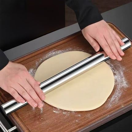 Rolling Pin, Baking Dough Roller, Rolling Pin, Stainless Steel Rolling Pin, Dough Rollers, for Baking Kitchen Utensils, for Dumpling, Tortilla, Pizza, Pie, Bread, Pastry Silver,L.