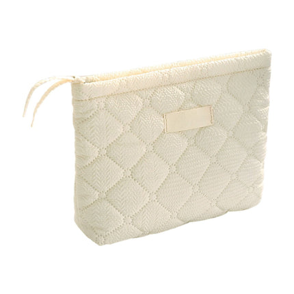 Floral Makeup Bag, Quilted Makeup Bag, Zipper Pouch, Purse Travel Make Up Organizer for Women Cosmetic, Portable Cosmetic Bag, Large Capacity Pencil Case, for Travel, Camping Beige.
