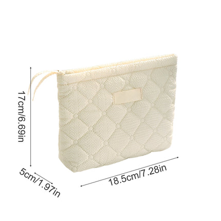 Floral Makeup Bag, Quilted Makeup Bag, Zipper Pouch, Purse Travel Make Up Organizer for Women Cosmetic, Portable Cosmetic Bag, Large Capacity Pencil Case, for Travel, Camping Beige.