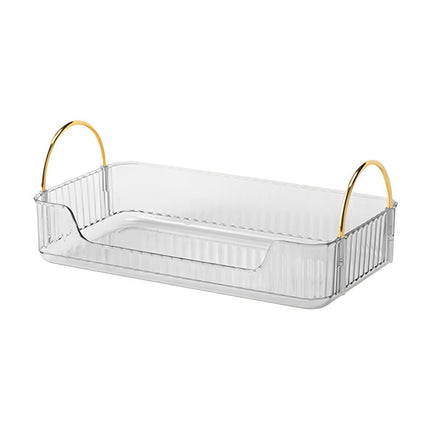 Bathroom Organizer Countertop, Vanity Tray for Skincare Makeup, Counter Organizer, Transparent Ribbon Handle Storage Rack, for Cosmetics, Toiletries, Lotions, Perfumes Green.