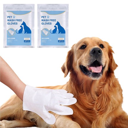 Pet Cleaning Glove Wipes for Dogs and Cats 12 Pcs, Dog Wipes, Cat Wipes, Pet Wipes Disposable Cleaning Massage Gloves, Pet Grooming Pet Washing, Easy Bath White.