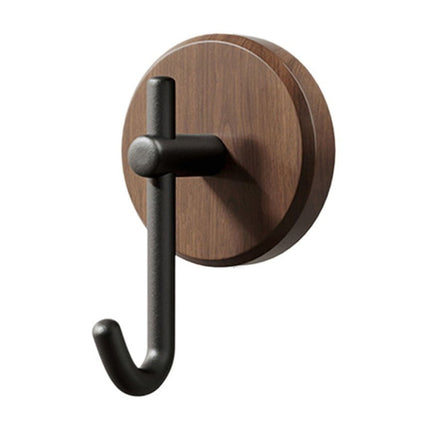 Wreath Hanger for Front Door, No Drilling Walnut Hook, Stick on Wall Hook, Self-Adhesive Household Hook for Towels, Keys, Hats, Coats, Bags 2PCS Black.