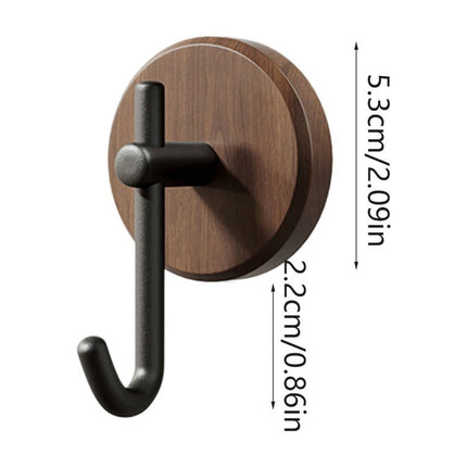 Wreath Hanger for Front Door, No Drilling Walnut Hook, Stick on Wall Hook, Self-Adhesive Household Hook for Towels, Keys, Hats, Coats, Bags 2PCS Black.
