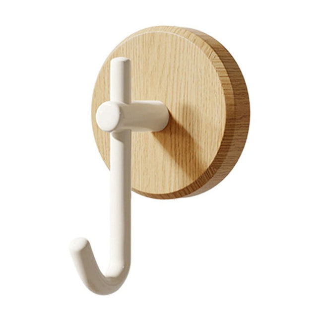 Wreath Hanger for Front Door, No Drilling Walnut Hook, Stick on Wall Hook, Self-Adhesive Household Hook for Towels, Keys, Hats, Coats, Bags 2PCS White.
