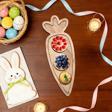 Easter Charcuterie Board, Easter Egg Bunny Wooden Serving Tray, Rabbit Cheese Appetizer Board, Snack Serving Platter, for Home Spring Party Food Holiday Salad Dish, Fruit Plate Supplies KhakiC.