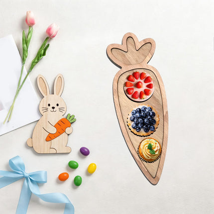 Easter Charcuterie Board, Easter Egg Bunny Wooden Serving Tray, Rabbit Cheese Appetizer Board, Snack Serving Platter, for Home Spring Party Food Holiday Salad Dish, Fruit Plate Supplies KhakiC.