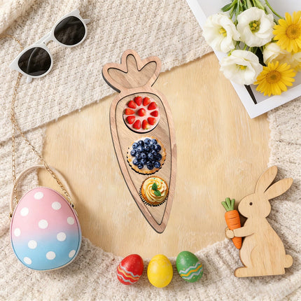 Easter Charcuterie Board, Easter Egg Bunny Wooden Serving Tray, Rabbit Cheese Appetizer Board, Snack Serving Platter, for Home Spring Party Food Holiday Salad Dish, Fruit Plate Supplies KhakiC.