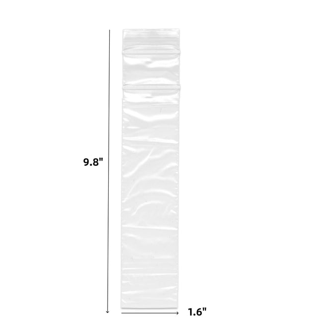 9.8x1.6" Double Ziplock PE Bags 100 Pack of Reclosable Long Plastic Bags QZS Clear Zipper Storage Bags Home Travel Accessories.