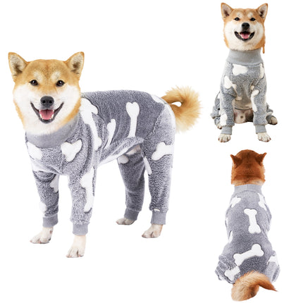 Bobasndm Turtleneck Dog Clothes Pajamas,Autumn Winter Dog Jumpsuit Coat,Winter Soft Warm Flannel Pajamas Jumpsuit for Medium Large Dog 3XL Grey.