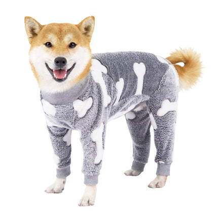 Bobasndm Turtleneck Dog Clothes Pajamas,Autumn Winter Dog Jumpsuit Coat,Winter Soft Warm Flannel Pajamas Jumpsuit for Medium Large Dog 3XL Grey.