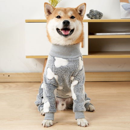 Bobasndm Turtleneck Dog Clothes Pajamas,Autumn Winter Dog Jumpsuit Coat,Winter Soft Warm Flannel Pajamas Jumpsuit for Medium Large Dog 3XL Grey.