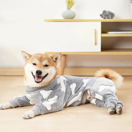 Bobasndm Turtleneck Dog Clothes Pajamas,Autumn Winter Dog Jumpsuit Coat,Winter Soft Warm Flannel Pajamas Jumpsuit for Medium Large Dog 3XL Grey.