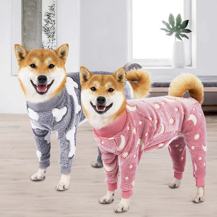 Bobasndm Turtleneck Dog Clothes Pajamas,Autumn Winter Dog Jumpsuit Coat,Winter Soft Warm Flannel Pajamas Jumpsuit for Medium Large Dog 3XL Grey.