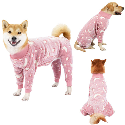 Bobasndm Turtleneck Dog Clothes Pajamas,Autumn Winter Dog Jumpsuit Coat,Winter Soft Warm Flannel Pajamas Jumpsuit for Medium Large Dog S Pink.