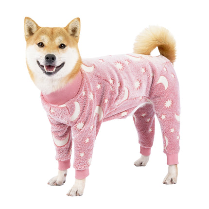 Bobasndm Turtleneck Dog Clothes Pajamas,Autumn Winter Dog Jumpsuit Coat,Winter Soft Warm Flannel Pajamas Jumpsuit for Medium Large Dog S Pink.