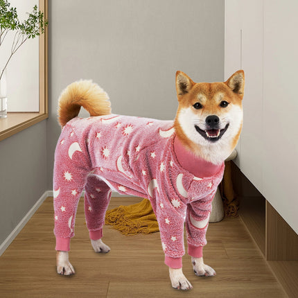 Bobasndm Turtleneck Dog Clothes Pajamas,Autumn Winter Dog Jumpsuit Coat,Winter Soft Warm Flannel Pajamas Jumpsuit for Medium Large Dog S Pink.