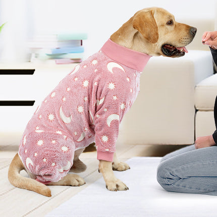Bobasndm Turtleneck Dog Clothes Pajamas,Autumn Winter Dog Jumpsuit Coat,Winter Soft Warm Flannel Pajamas Jumpsuit for Medium Large Dog S Pink.