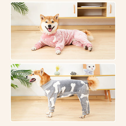 Bobasndm Turtleneck Dog Clothes Pajamas,Autumn Winter Dog Jumpsuit Coat,Winter Soft Warm Flannel Pajamas Jumpsuit for Medium Large Dog S Pink.