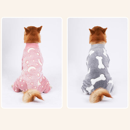 Bobasndm Turtleneck Dog Clothes Pajamas,Autumn Winter Dog Jumpsuit Coat,Winter Soft Warm Flannel Pajamas Jumpsuit for Medium Large Dog S Pink.