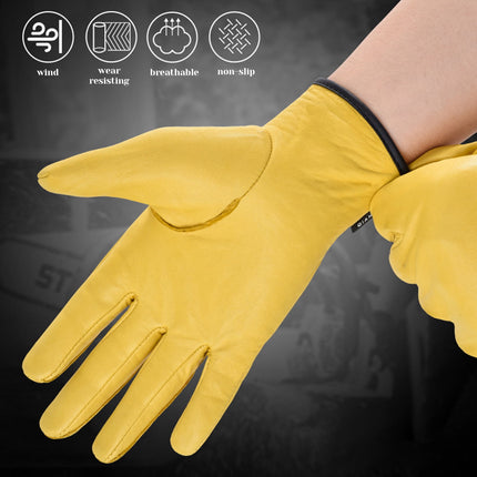 RABBITH Upgrade Leather Working Gloves Work Gardening Gloves Thorn Proof Garden Building Heavy Duty Utility Gripper Men Women M.