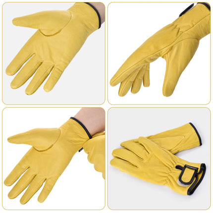 RABBITH Upgrade Leather Working Gloves Work Gardening Gloves Thorn Proof Garden Building Heavy Duty Utility Gripper Men Women M.