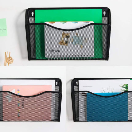 Tutuviw Wall Mount File Organizer Metal Letter Size Black.